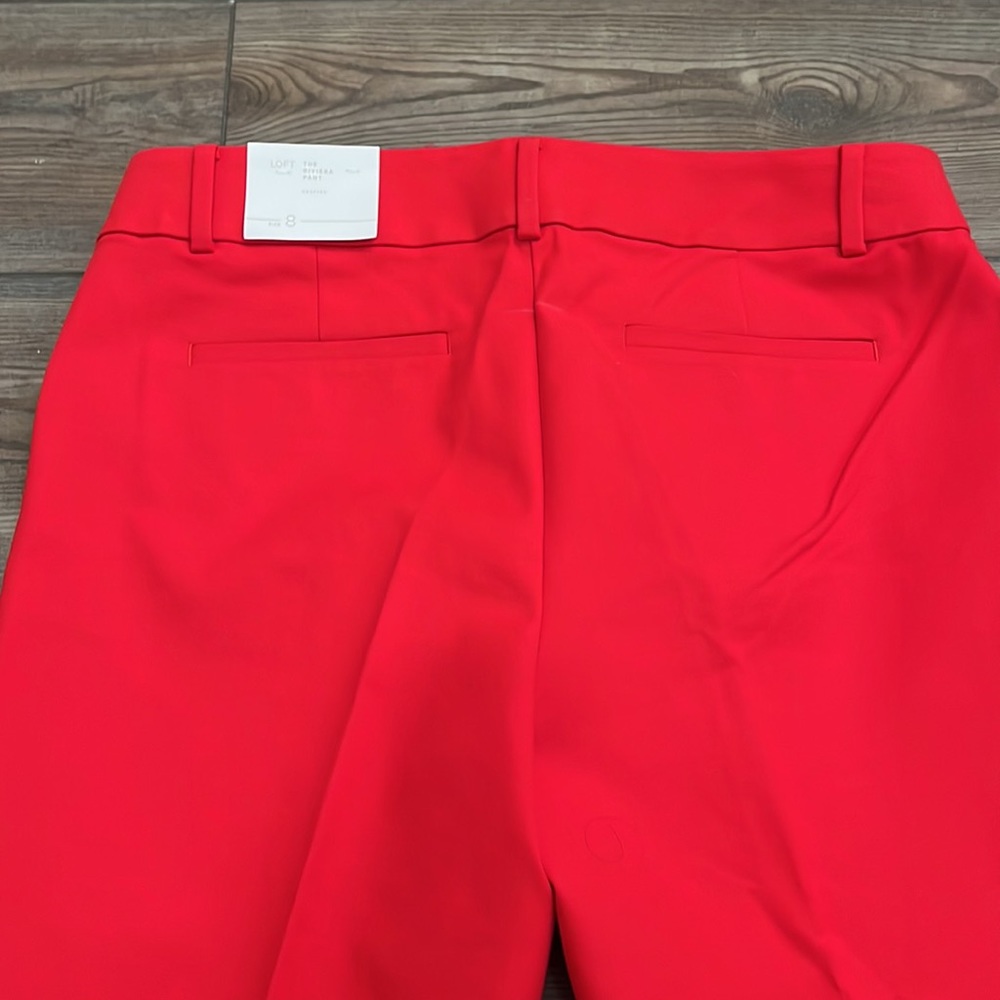 LOFT Bright Red Cropped Dress Pants - Picture 3 of 7